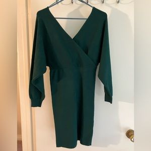 Mango v neck green dress